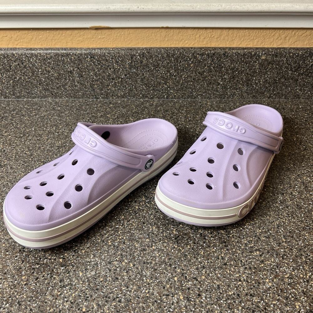 CROCS Iconic Comfort Womens Sz 10 Slip On Rubber Purple Clogs Shoes Mens 8 Mules - Picture 4 of 11